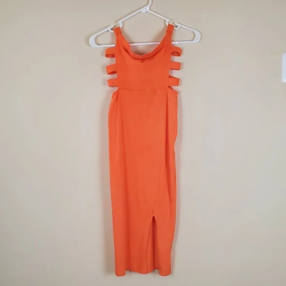 Fashion Nova Orange Dani Midi Strapless Dress Size small Juniors